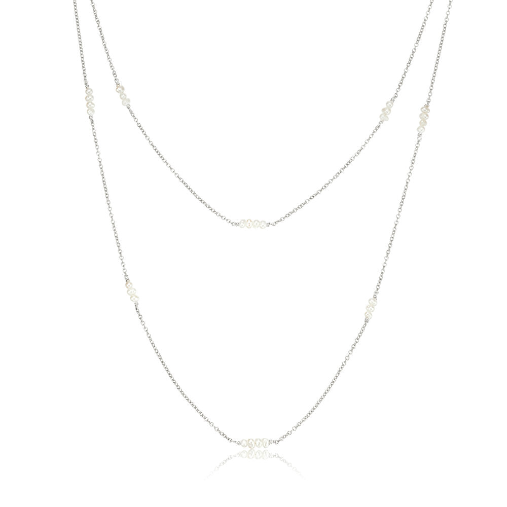 Silver Layered Mini Pearl Necklace