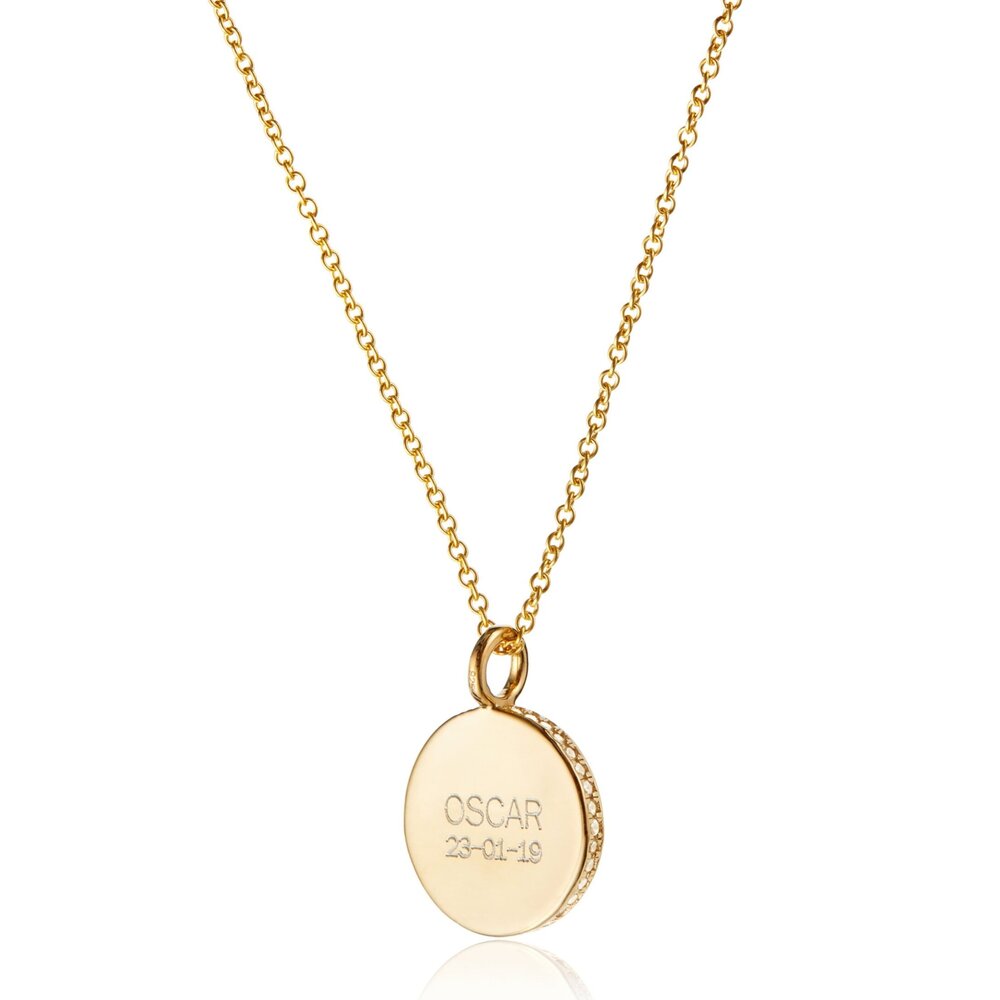 Gold Small Diamond Style Disc Necklace