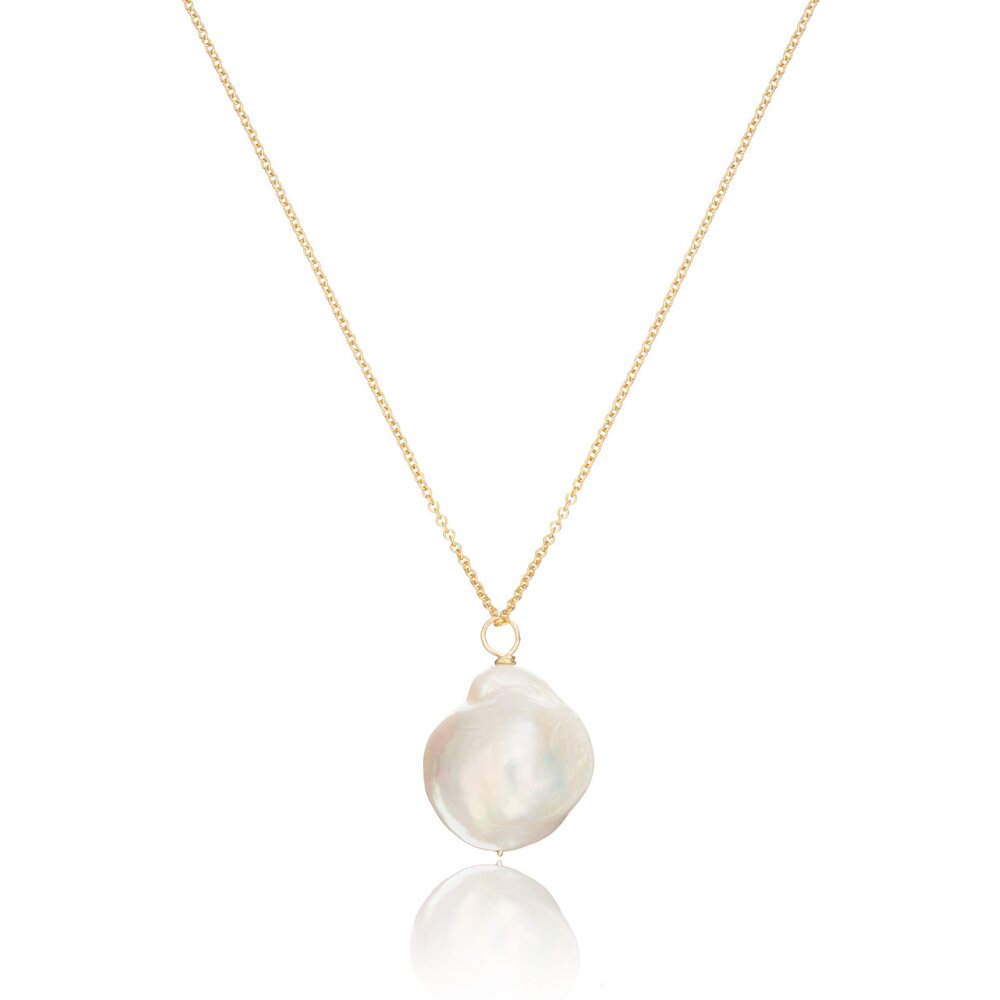 Gold Extra Large Baroque Pearl Necklace