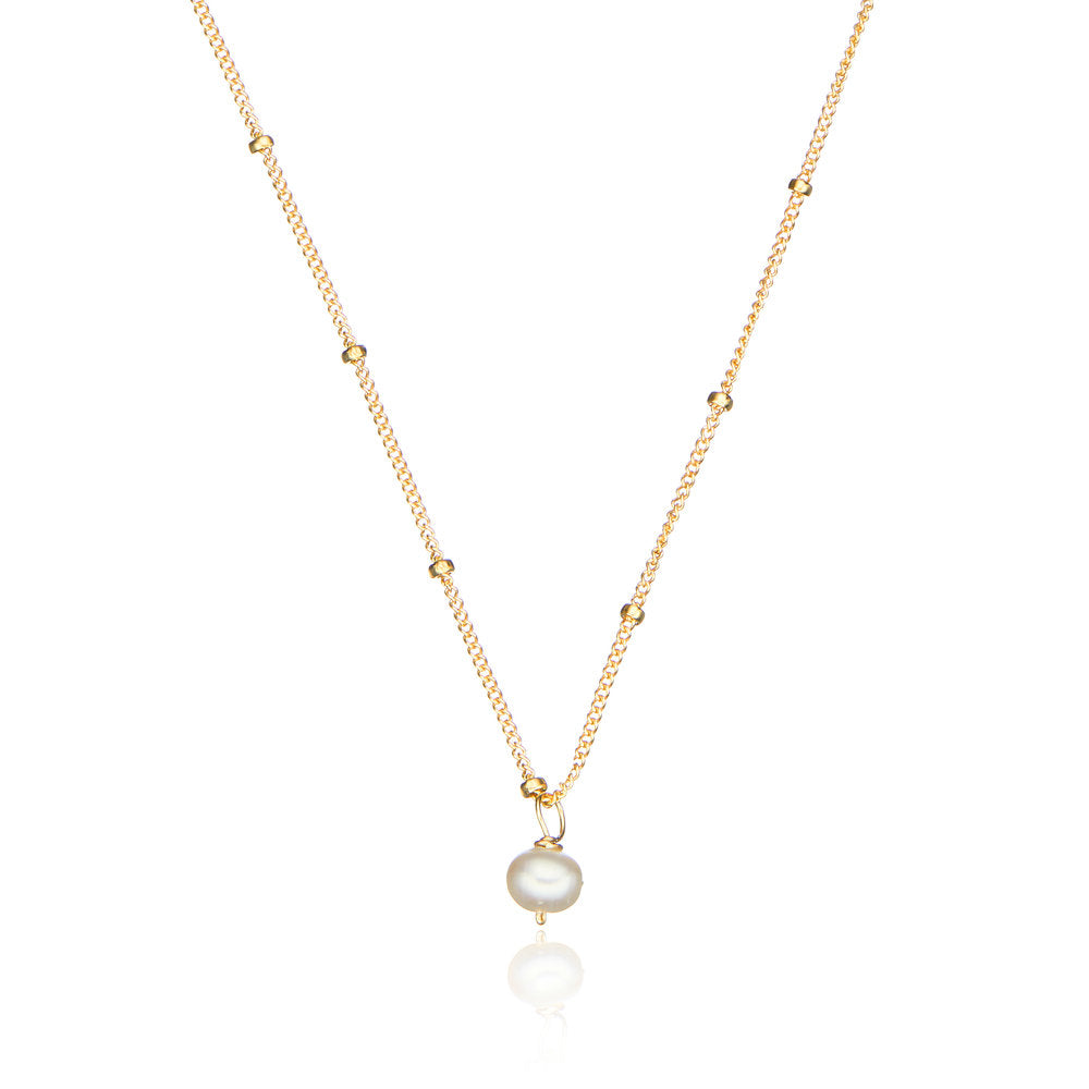 Gold Single Pearl Satellite Necklace