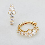 Gold Diamond Style Cluster Huggie Hoop Earrings