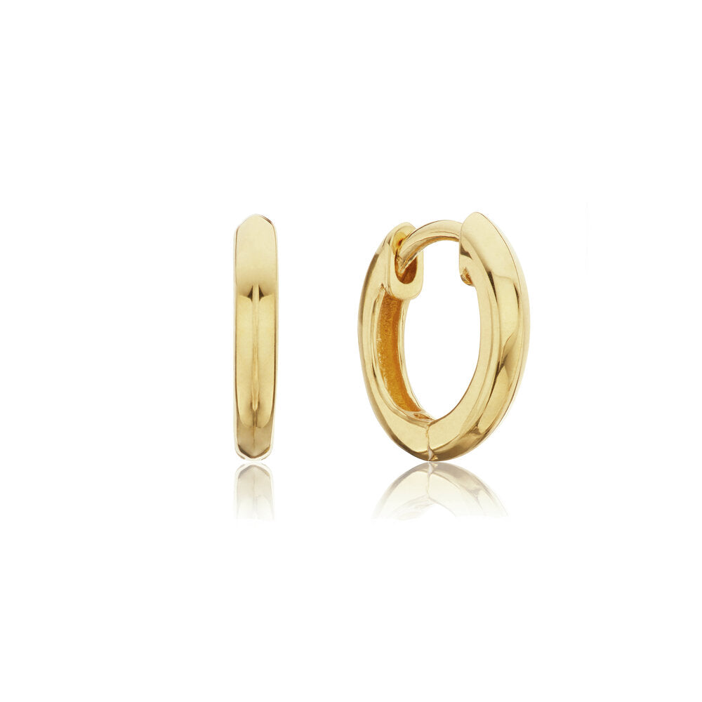 Gold Small Rounded Plain Huggie Hoop Earrings