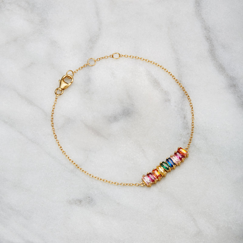 Gold Rainbow Gemstone Cluster Bracelet – Lily & Roo