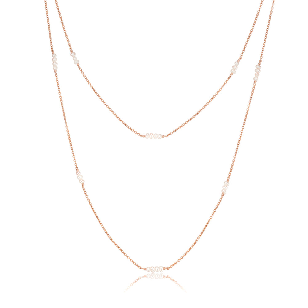 Rose Gold Layered Mini Pearl Necklace