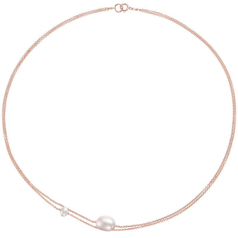 Rose Gold Layered Large and Small Pearl Choker