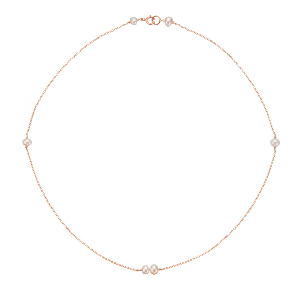 Rose Gold Six Pearl Choker Necklace