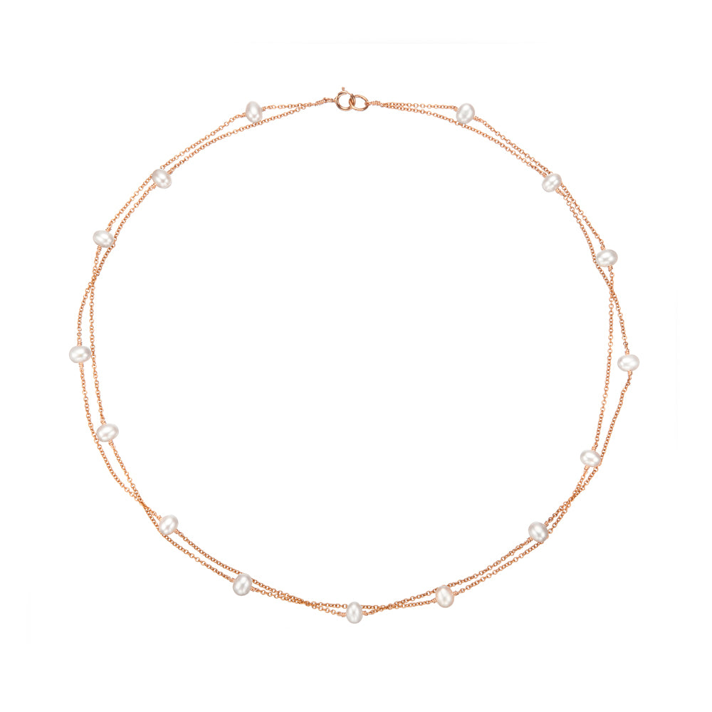 Rose Gold Layered Pearl Necklace