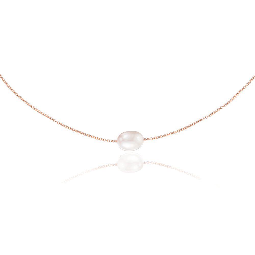 Rose Gold Large Single Pearl Choker