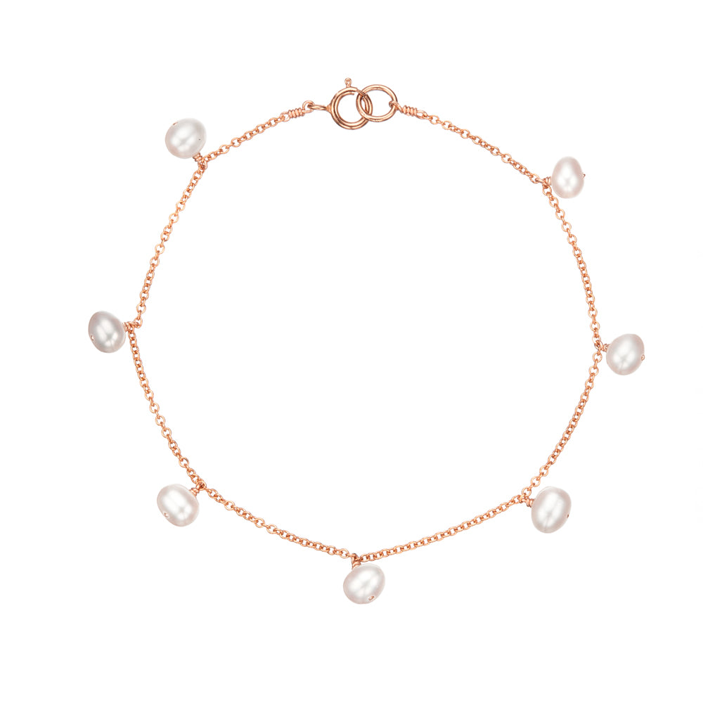 Rose Gold Pearl Drop Bracelet