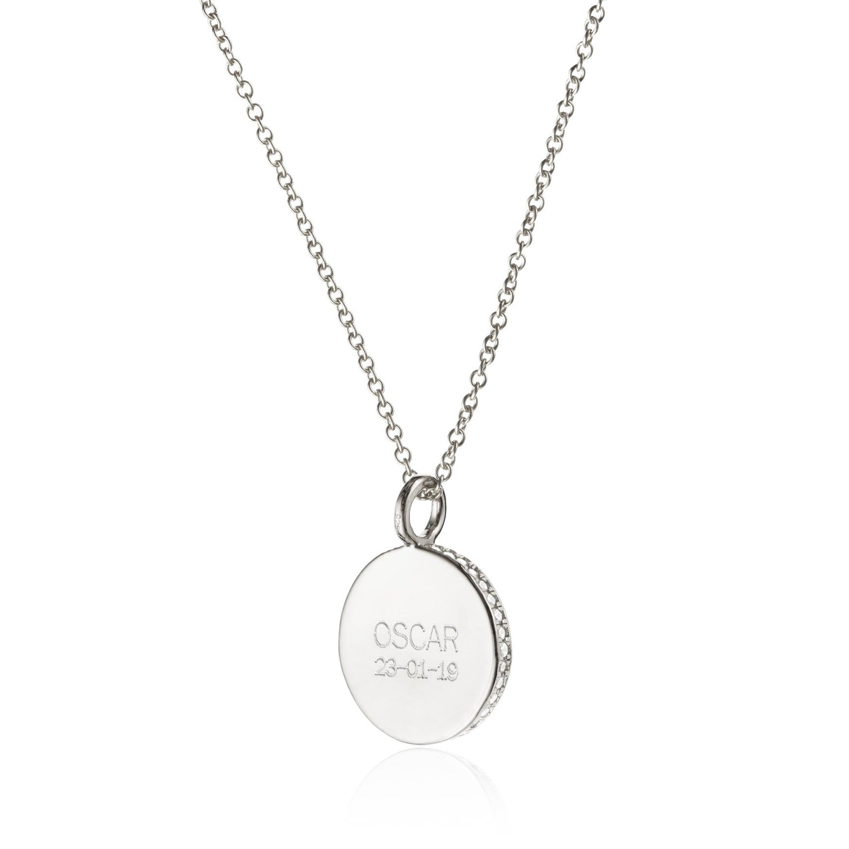 Silver Small Diamond Style Disc Necklace