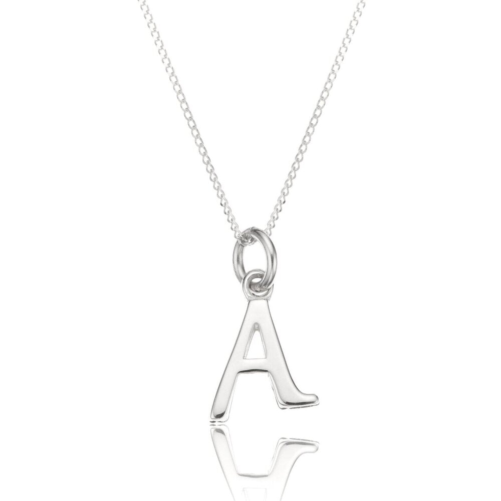 Silver Curve Initial Letter Necklace