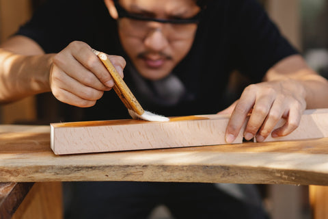 Man working wearing Woodworking Goggles