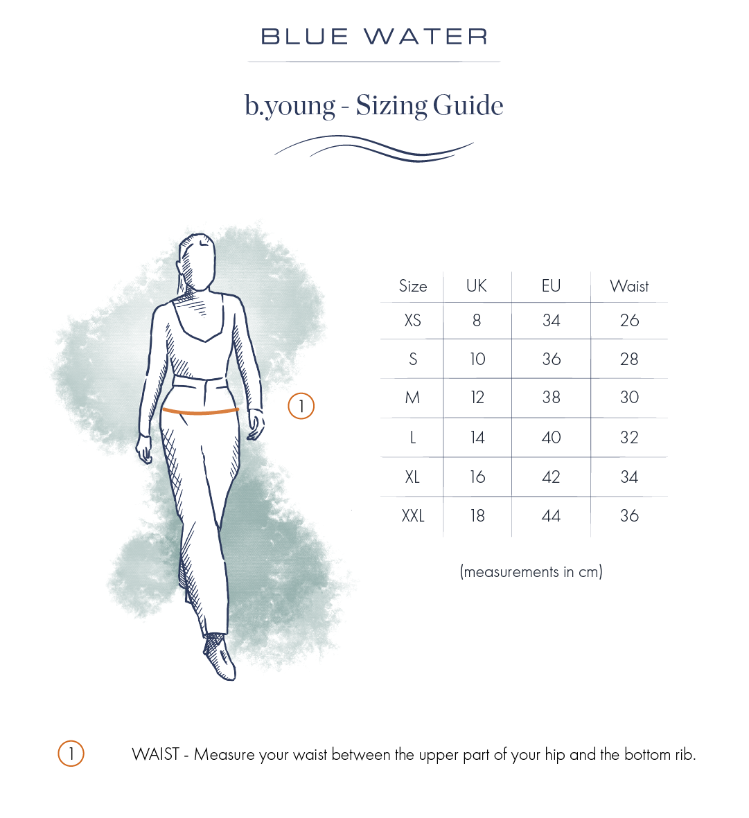 b.young Size Guide – Blue Water Clothing