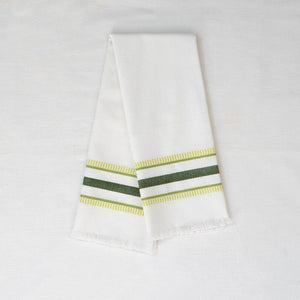 green and white tea towels