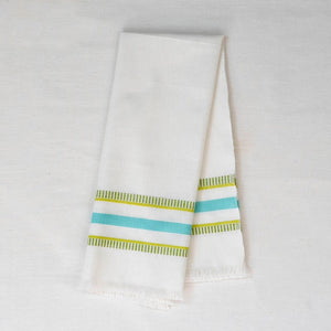 green and white tea towels