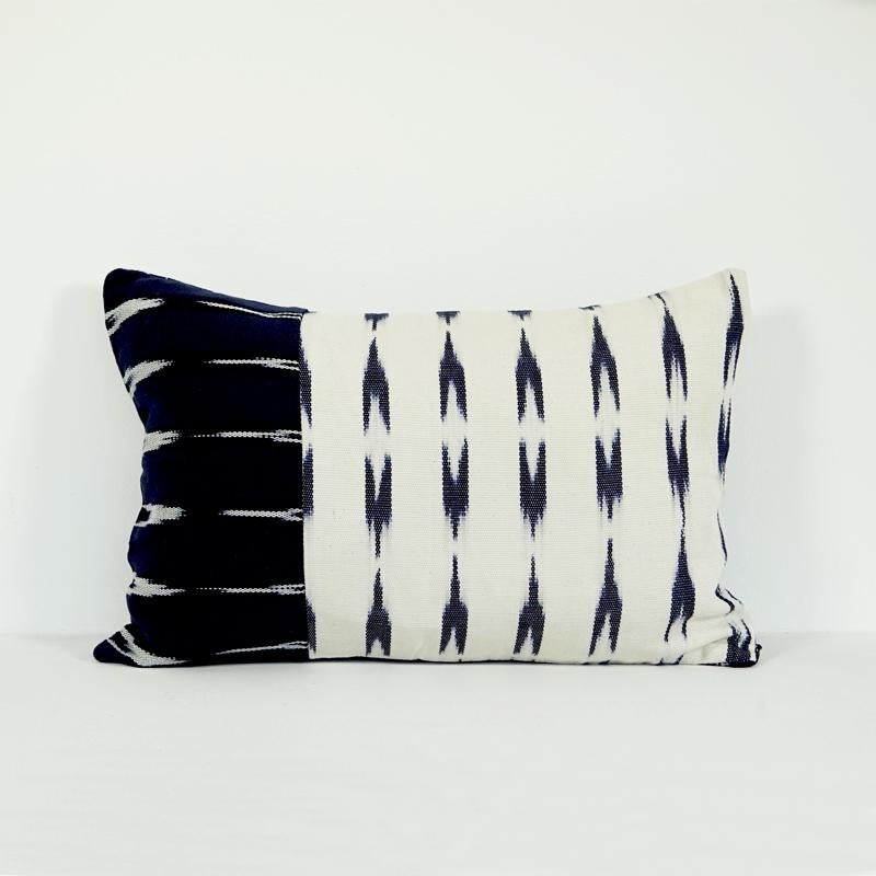 blue and white lumbar pillow