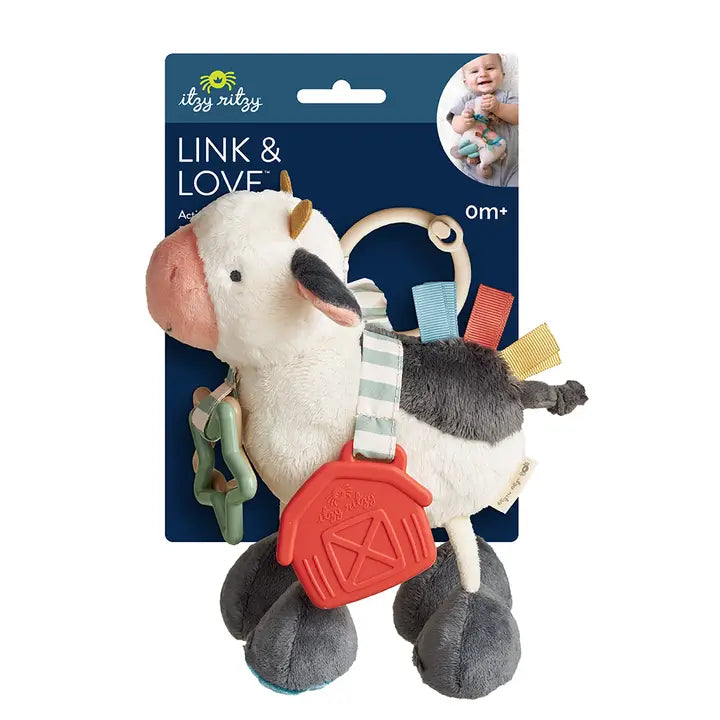 Itzy Ritzy - Link & Love Cow Activity Plush w/ Teether Toy