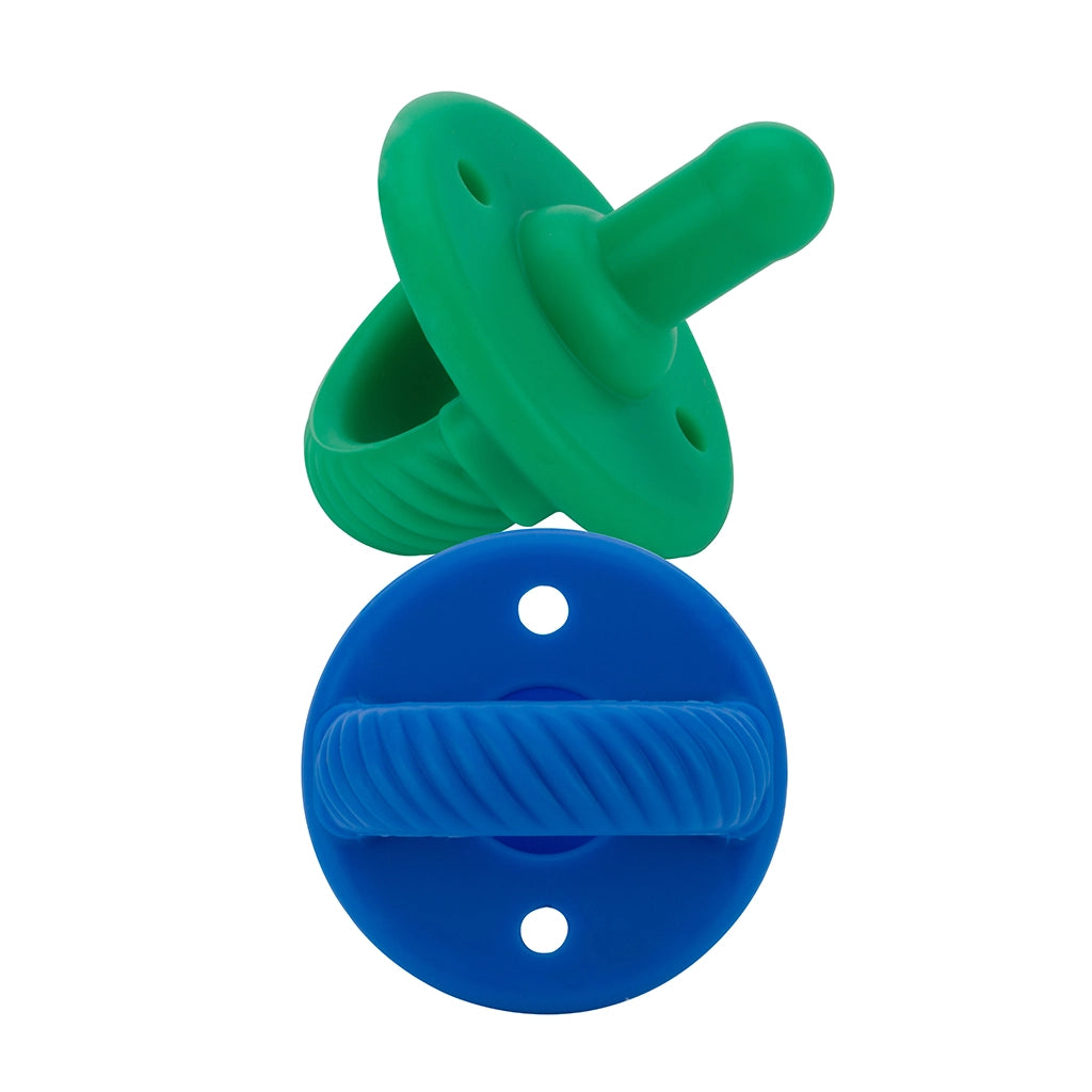 Itzy Ritzy - Sweetie Soother Pacifier Set (0+ Months) - Hero Blue & Clover