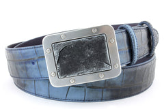 Two tone croc with funky buckle