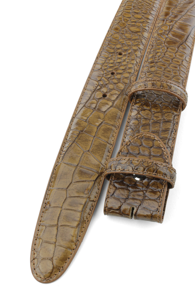 Download Cognac Burnished Mock Croc Belt Strap | Elliot Rhodes