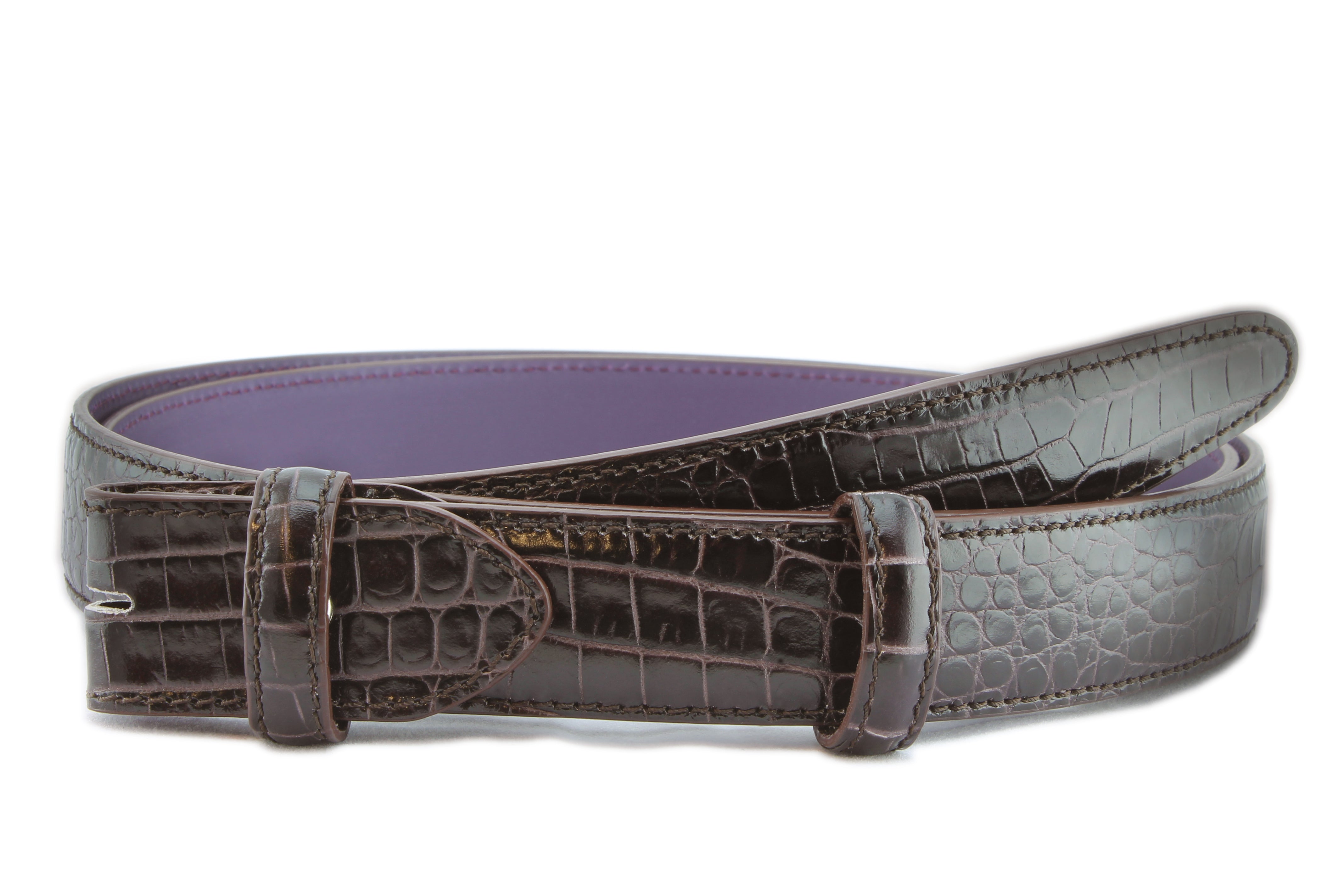 Download Narrow dark brown mock crocodile belt strap | Elliot Rhodes