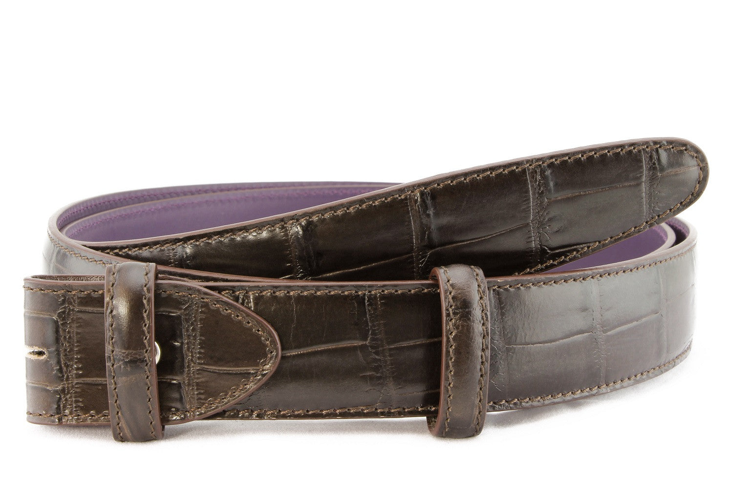 Download Dark brown mock alligator tail belt strap | Elliot Rhodes