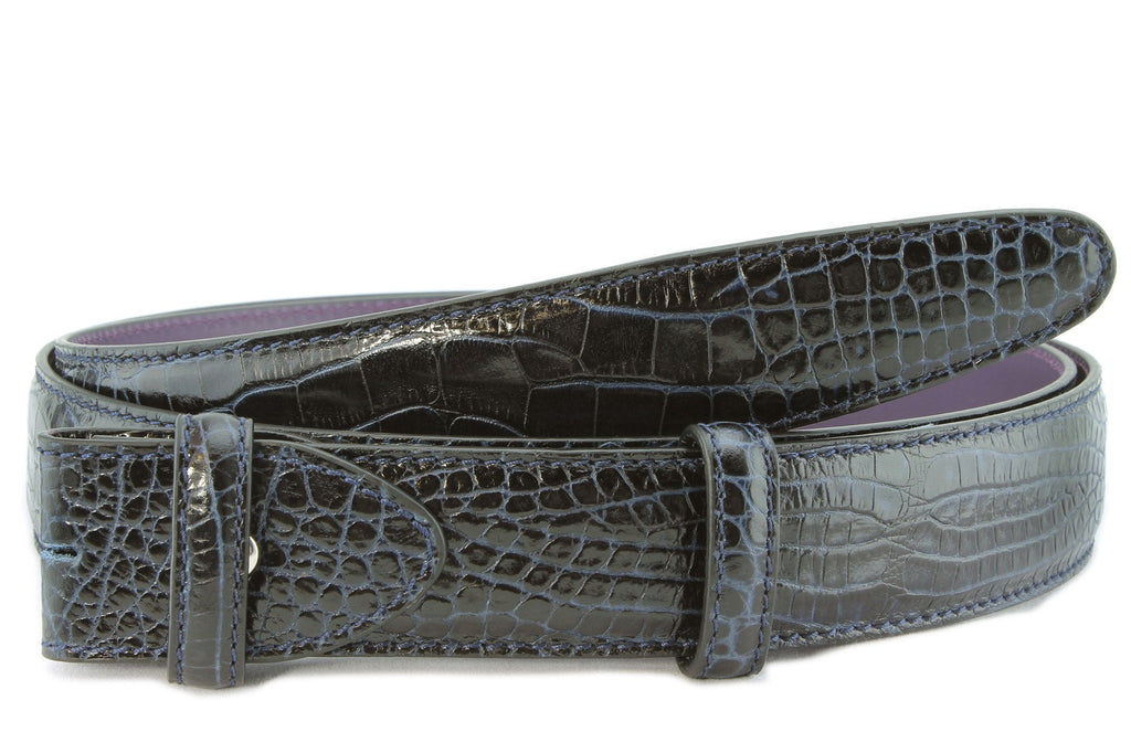 Download Navy blue mock crocodile belt strap | Elliot Rhodes