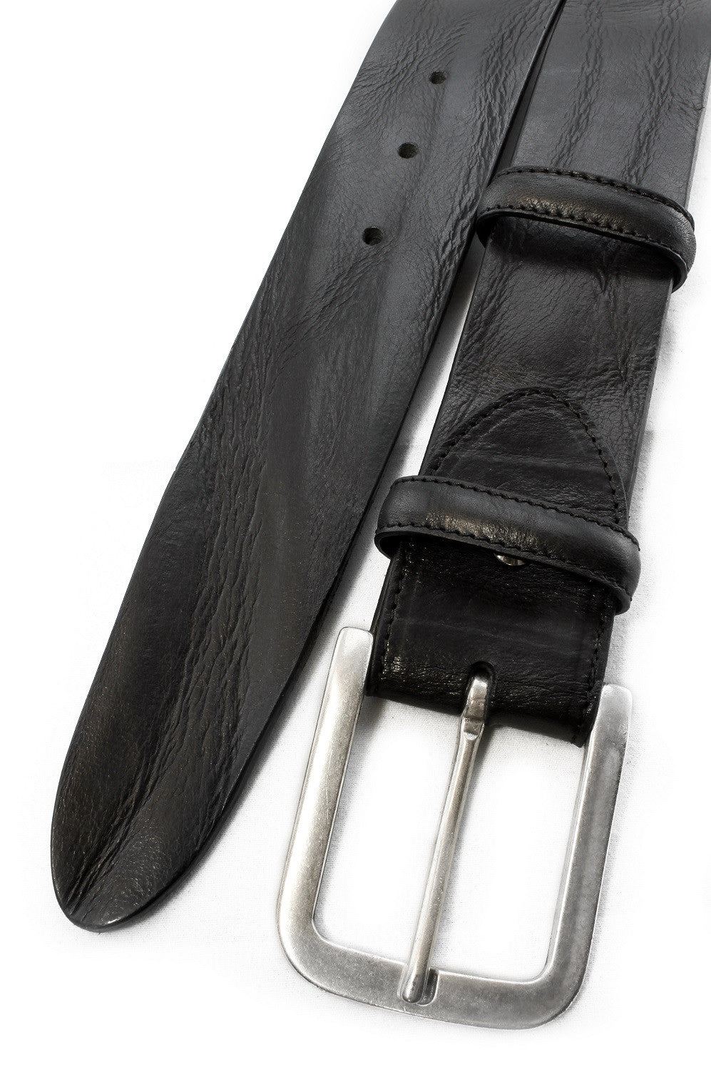 Men&#39;s Black Leather Jeans Belt With A Silver Buckle | Elliot Rhodes