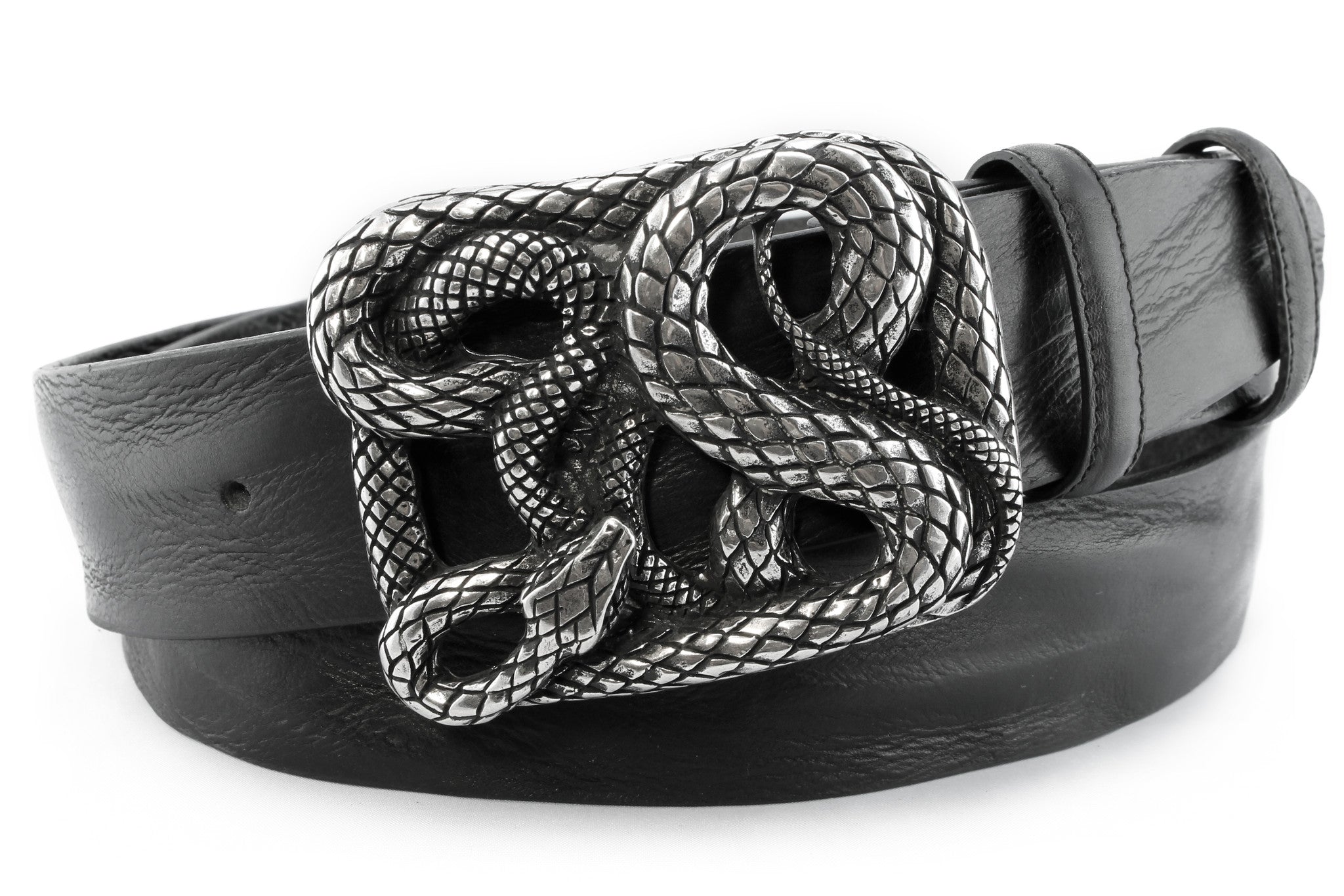 Black vintage feel belt with snake 