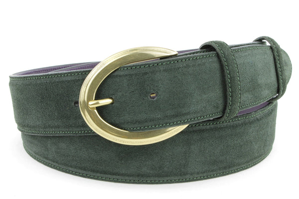 Dark green green suede belt | Elliot Rhodes