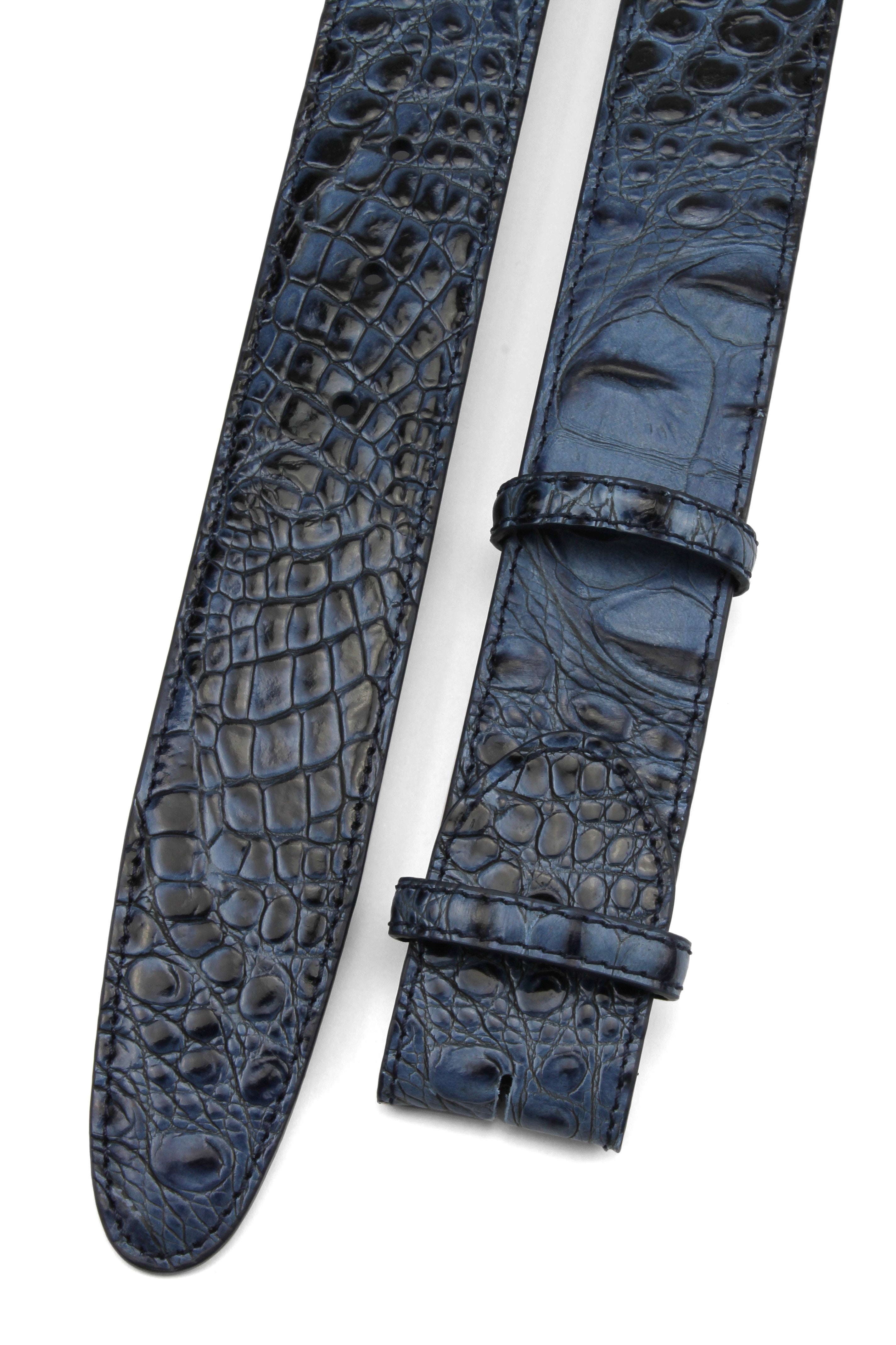 Download Midnight Blue Mock Caiman Belt Strap | Elliot Rhodes