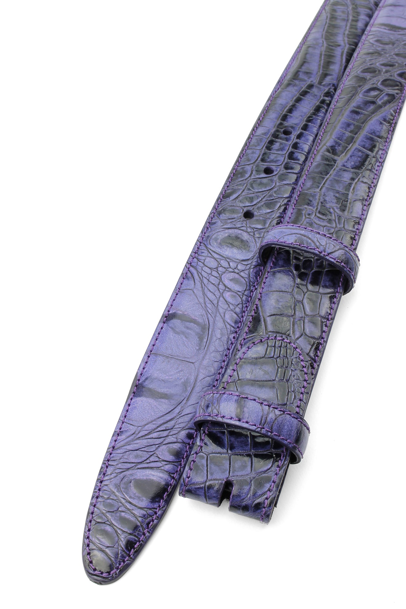 Download Women's Leather Purple Narrow Mock Caiman Belt Strap | Elliot Rhodes