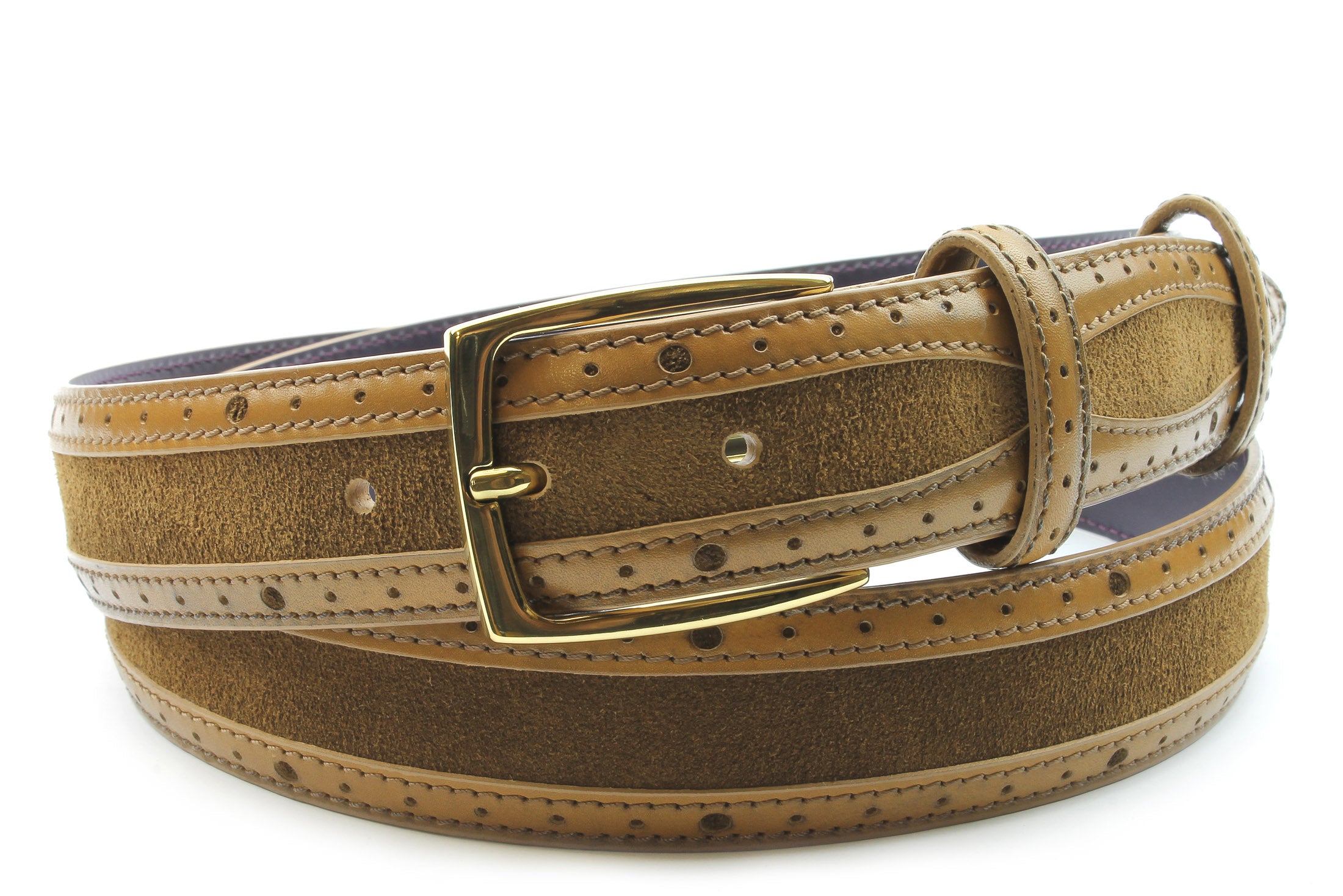 Mclaren Tan Suede/Leather Mix Belt | Elliot Rhodes