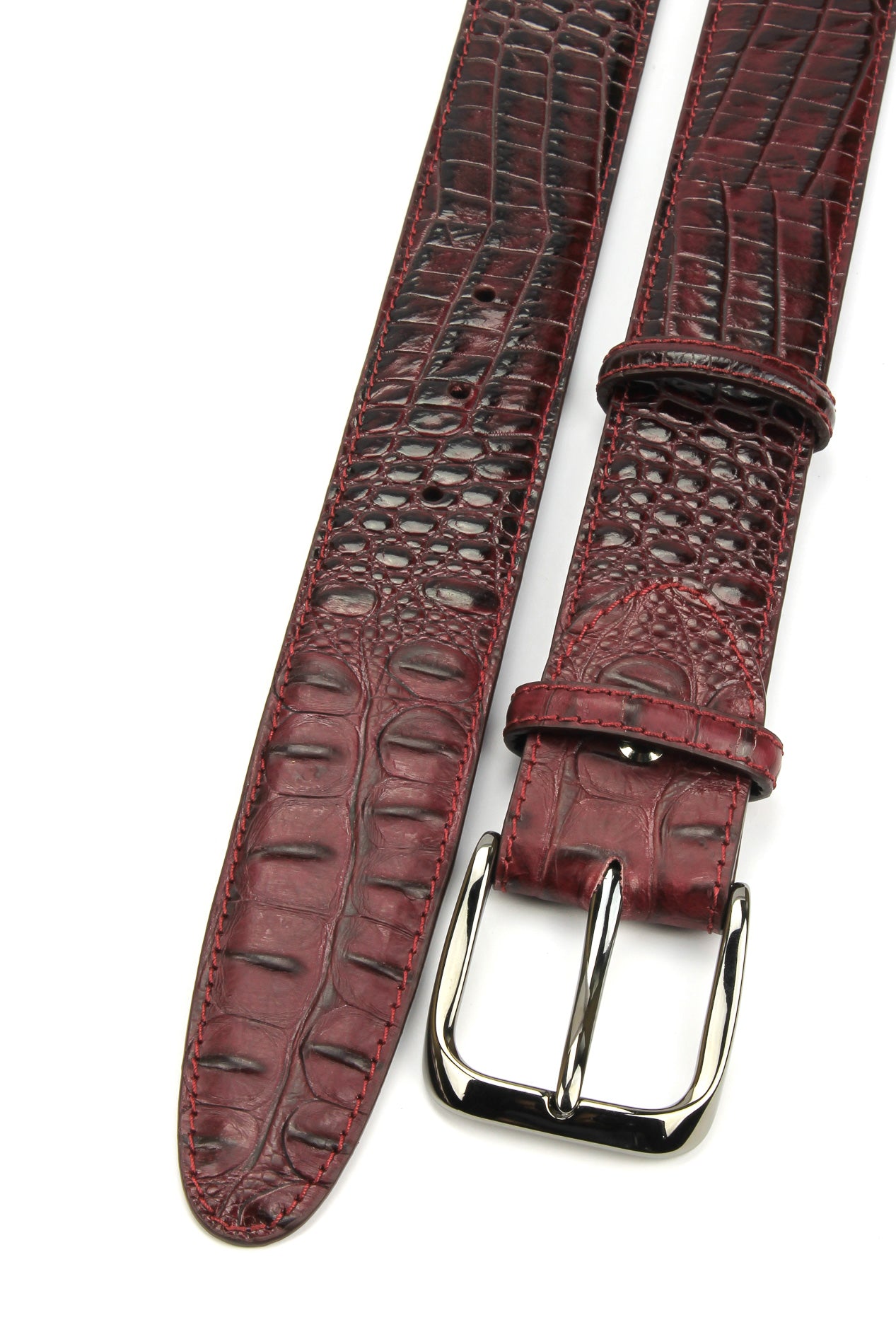 Download Burgundy Mock Caiman Effect Gunmetal Belt | Elliot Rhodes