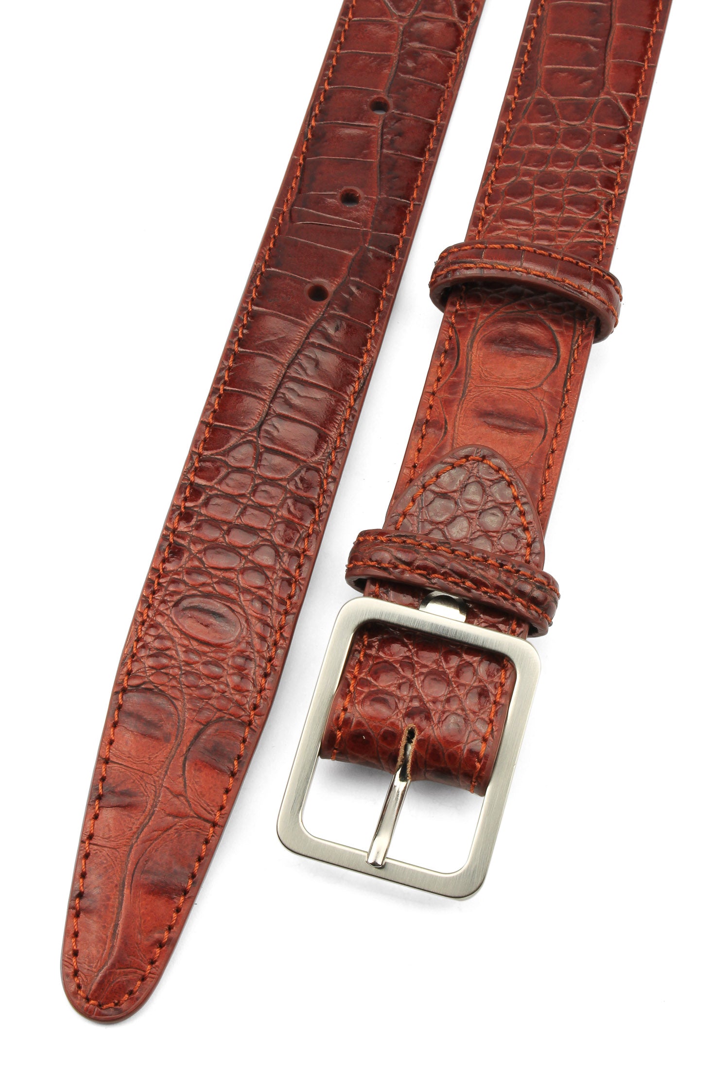 Download Cinnamon Tone Mock Croc Narrow Belt | Elliot Rhodes