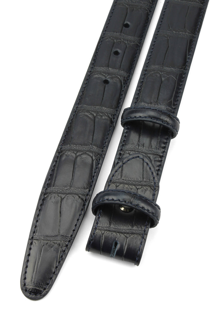 Download Deep Blue Mock croc tail slim belt strap | Elliot Rhodes