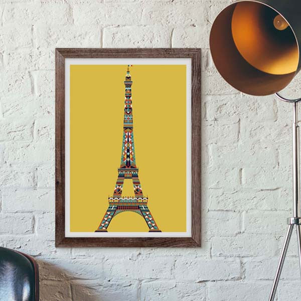 Multicolour Eiffel Tower Yellow Great Little Print Store