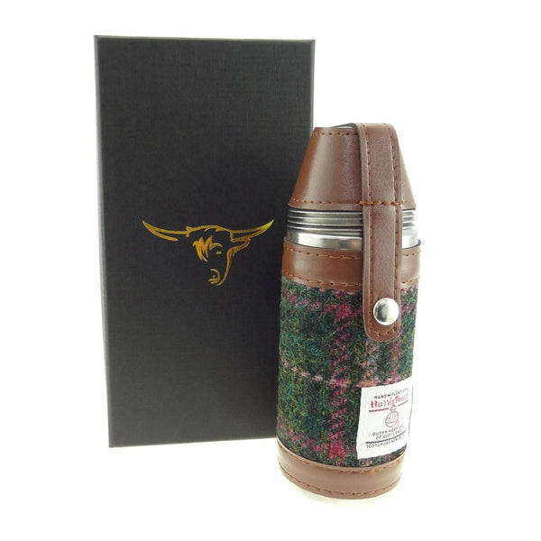 8oz Harris Tweed Hunting Flask and 4 Cups - 6 Colours | Scotland