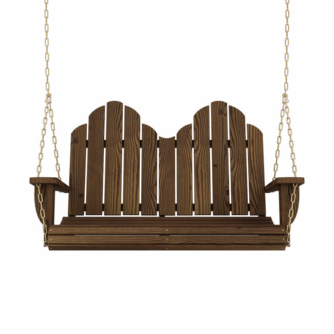 Amish Casual Adirondack Heavy Duty Porch Swing, Dark Walnut Stain