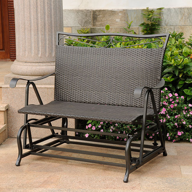 Black wrought deals iron patio glider