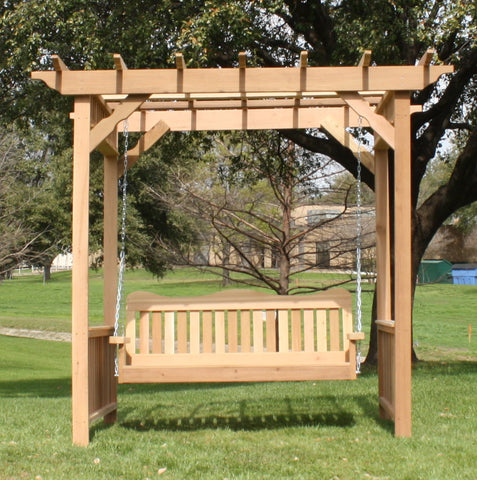 TMP Outdoor Furniture Decorative Red Cedar Deluxe Arbor Swing Set