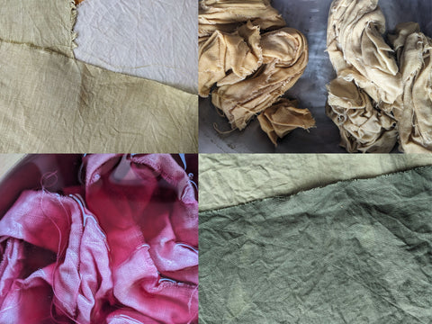 Image of irish Linens dyed with a selection of plant material