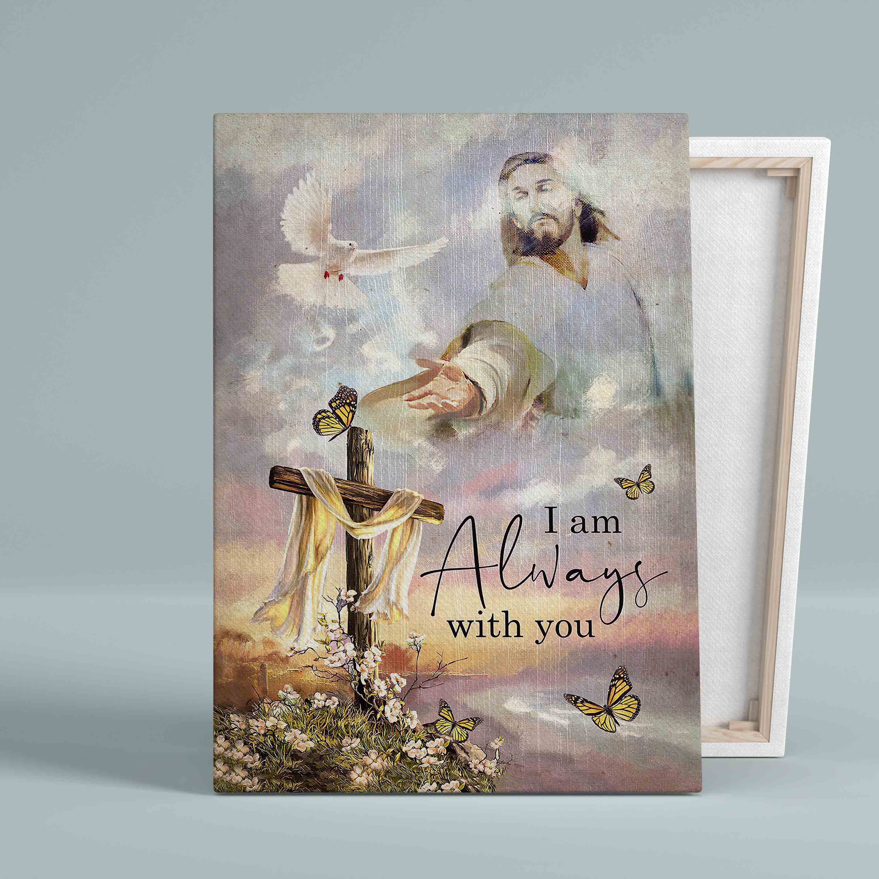 I Am Always With You Canvas, God Canvas, Cross Canvas, Butterfly Canvas, Christmas Canvas