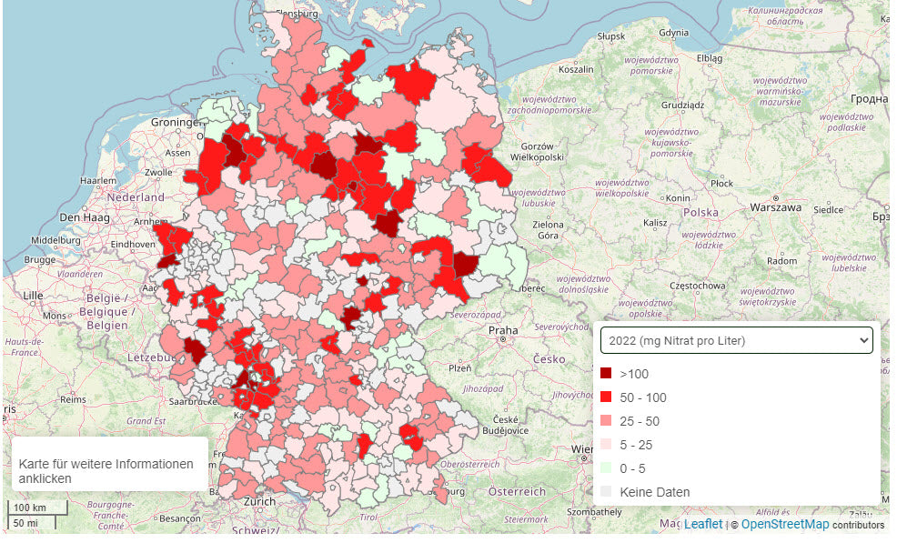 Karte Nitratbelastung Deutschland