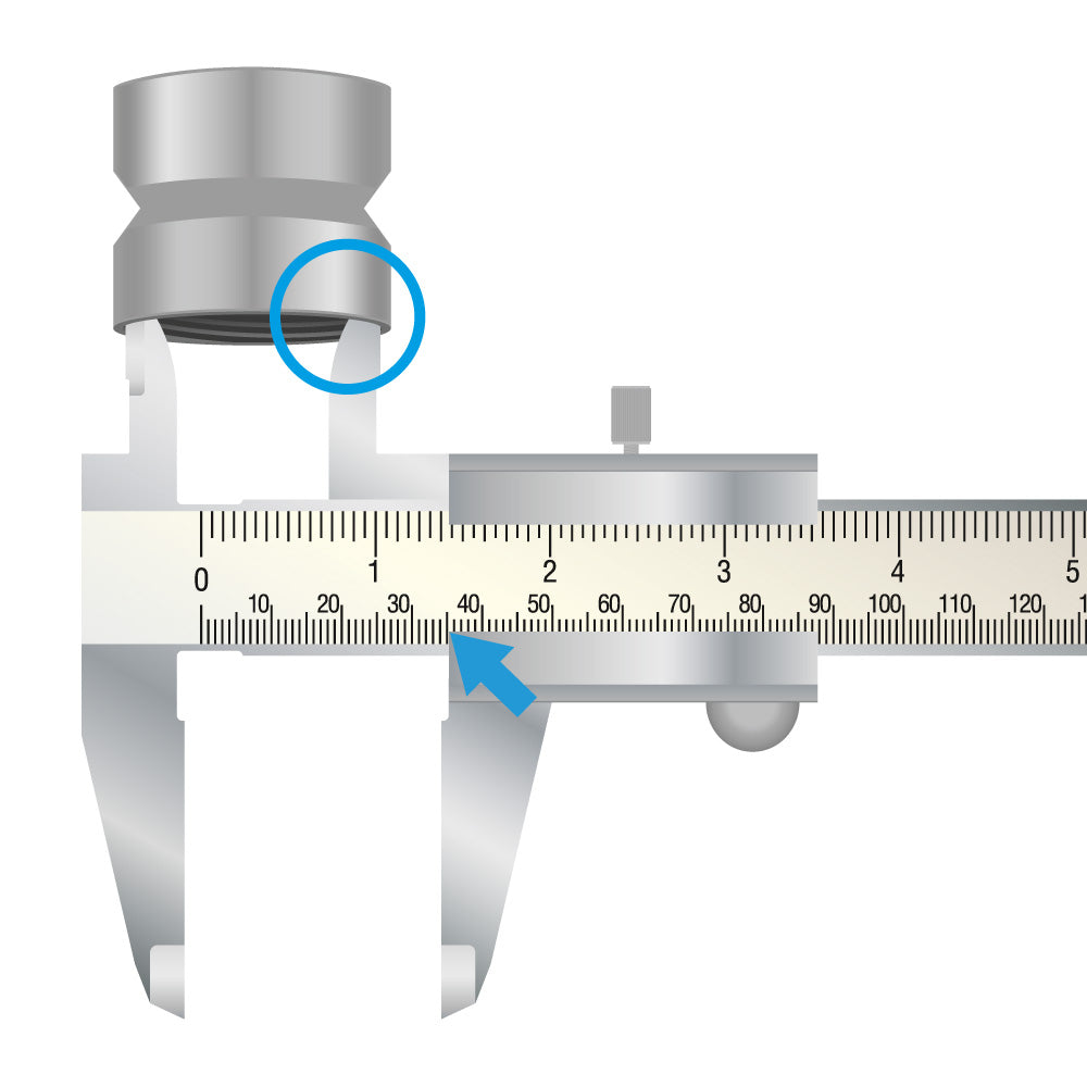 Analoger Messschieber zum Bestimmen von Gewindegrößen für Wasserfilter am Wasserhahn