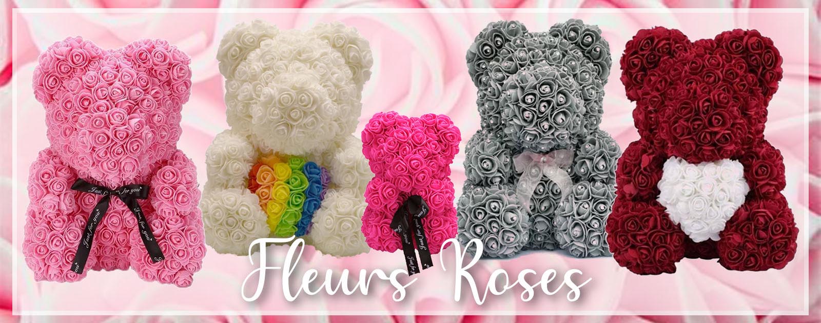 Collection Ours en Rose Fleurs Roses