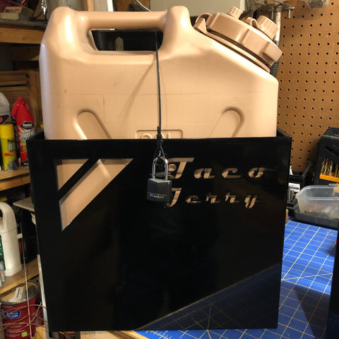 Jerry Can Bracket for Toyota Tacoma. Taco Jerry. Carry extra fuel or water in your truck. 2nd Gen and 3rd Gen Tacoma. Jerry Can holder.