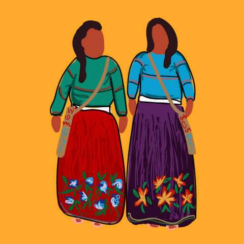 Representación de vestimenta tradicional wixárika de mujeres de San José 