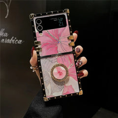 Samsung Galaxy Z Flip4 5G Square Case &quot;Pink Hibiscus Ring&quot;