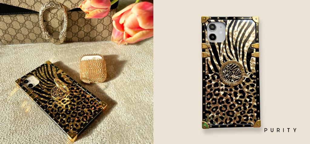 Gold animal print phone case by PURITY